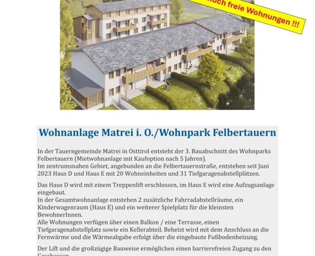 GHS Wohnbauprojekt "Wohnpark Felbertauern"